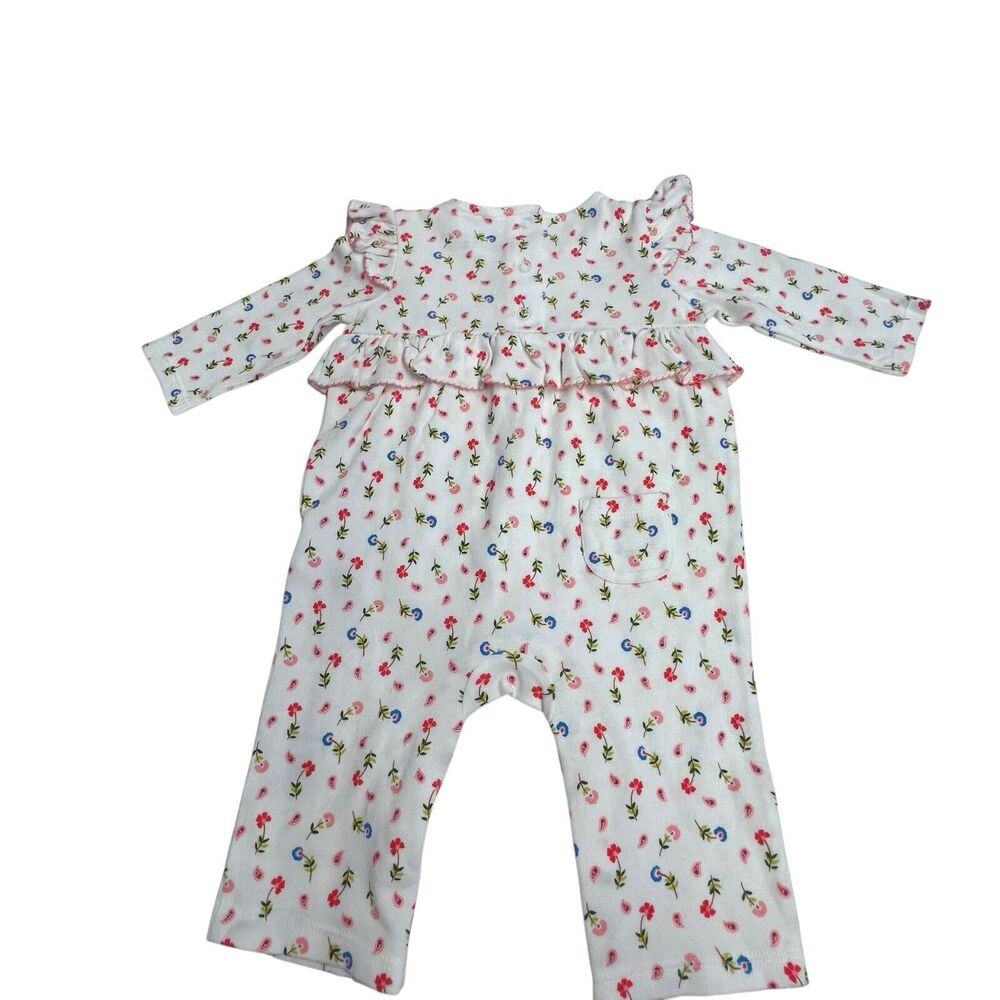 New Janie and Jack White Floral Print Ruffle One Piece - Picture 2 of 6